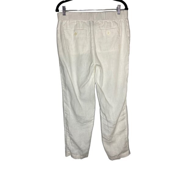 Athleta White Straight Leg Linen Pants-sz 8 - Picture 2 of 8